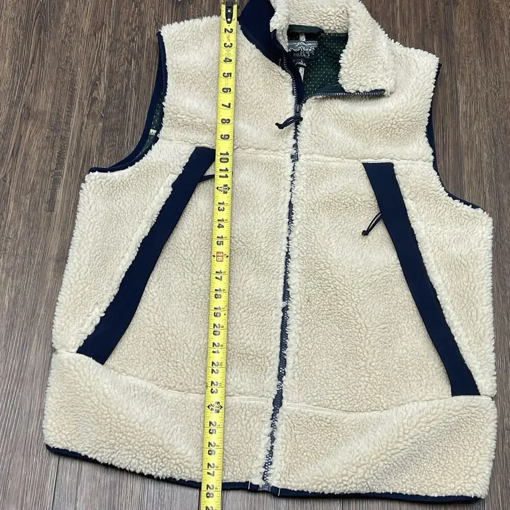 J.Crew Nordic Fleece Vest Men’s Large Sherpa Lined Beige Zip Front Outdoor